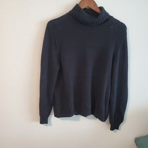 J Jill linen cotton blend knit black turtleneck size small long sleeve